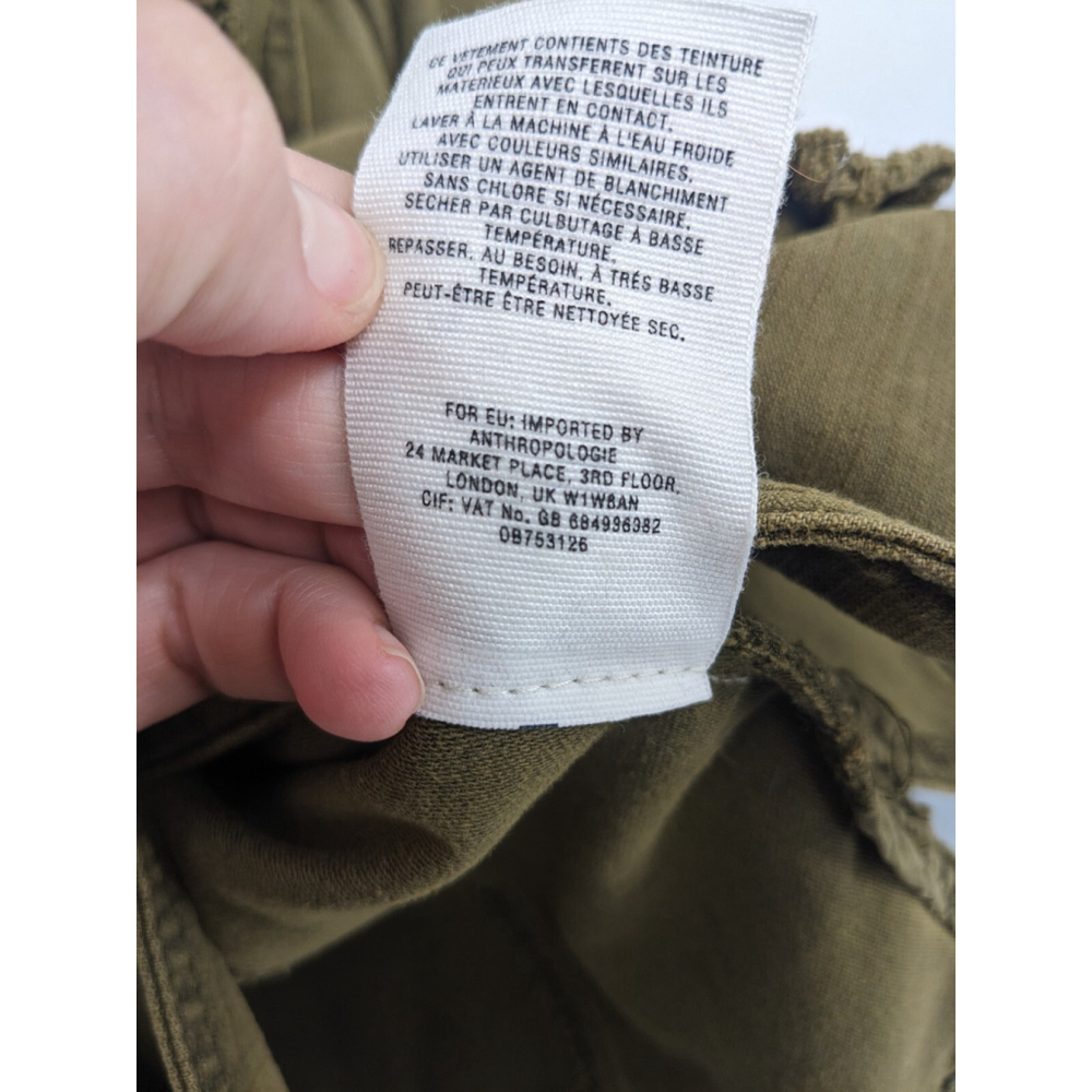 Anthropologie Jacket Womens Small‎ Green Military Utility Coat Canvas Ruffle Y2K - Picture 8 of 10
